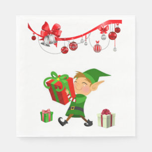 Serviette En Papier Papier de Noël, Joyeux Noël, Elfe