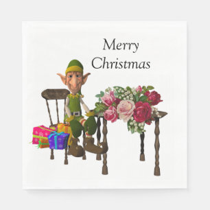 Serviette En Papier Papier de Noël, Joyeux Noël, Elfe