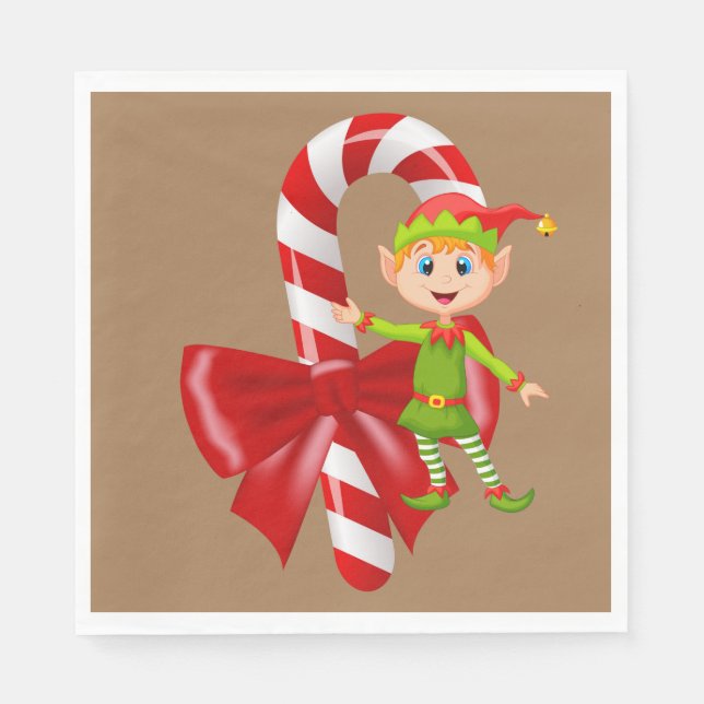 Serviette En Papier Papier de Noël, Joyeux Noël, Elfe (Devant)