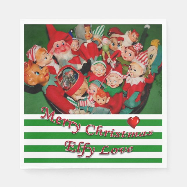 Serviette En Papier Papier de Noël, Joyeux Noël, Elfe (Devant)