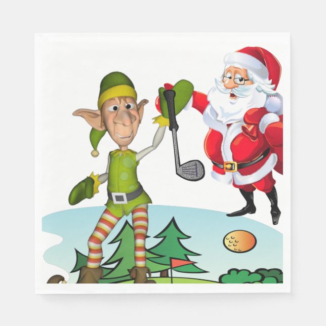 Serviette En Papier Papier de Noël, Joyeux Noël, Golf (Devant)
