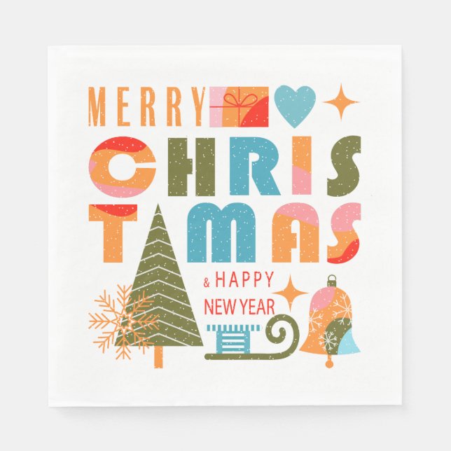 Serviette En Papier Papier de Noël moderne Napkin (Devant)
