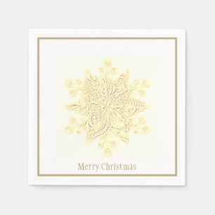 Serviette En Papier Papier de Noël Napkins Flocon doré