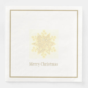 Serviette En Papier Papier de Noël Napkins Flocon doré