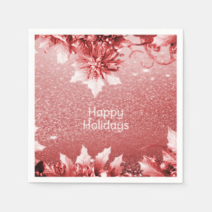 Serviette En Papier Papier de Noël Rouge Feuille