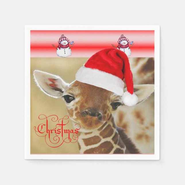 Serviette En Papier Papier de Noël serviettes Giraffe (Devant)