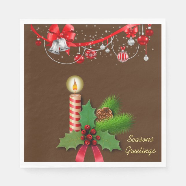 Serviette En Papier Papier de Noël serviettes, Joyeuses Fêtes (Devant)