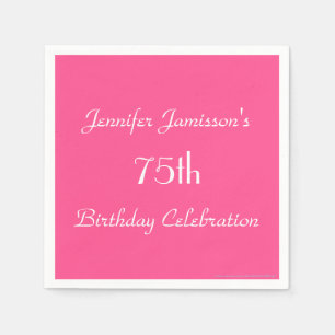 Serviette En Papier Papier de nom de fête d'anniversaire Hot Pink 75t