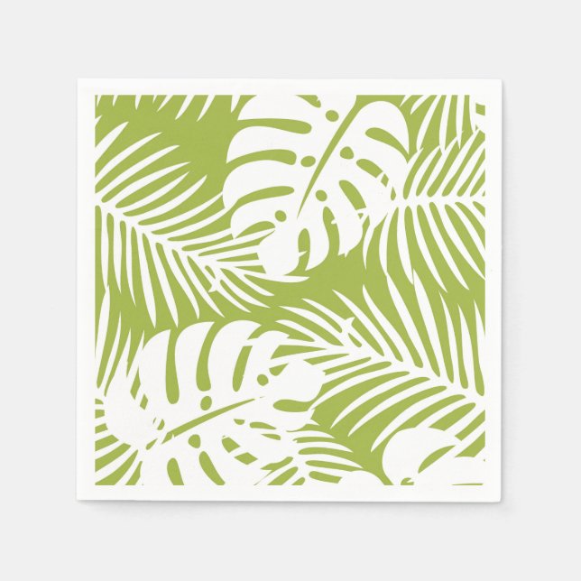 Serviette En Papier Papier de palme vert et blanc (Devant)