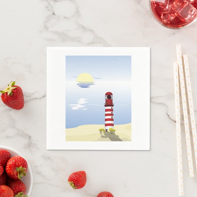 Serviette En Papier Papier de phare rouge et blanc (Créateur téléchargé)