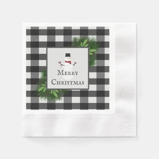 Serviette En Papier Papier de poche Snowman Buffalo Napkin (Devant)
