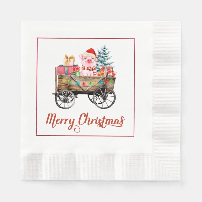 Serviette En Papier Papier de porc de Noël (Devant)
