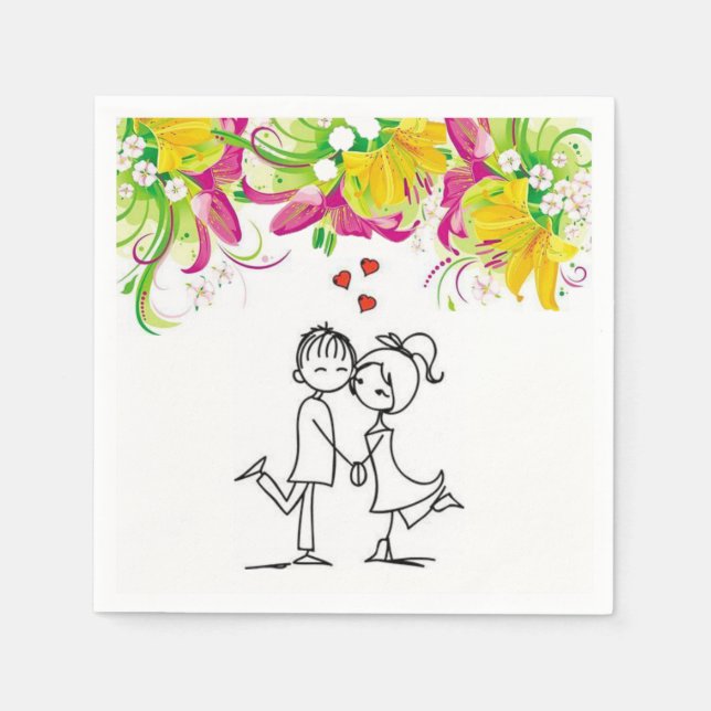 Serviette En Papier Papier de Saint Valentin serviettes (Devant)