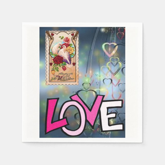 Serviette En Papier Papier de Saint Valentin serviettes (Devant)