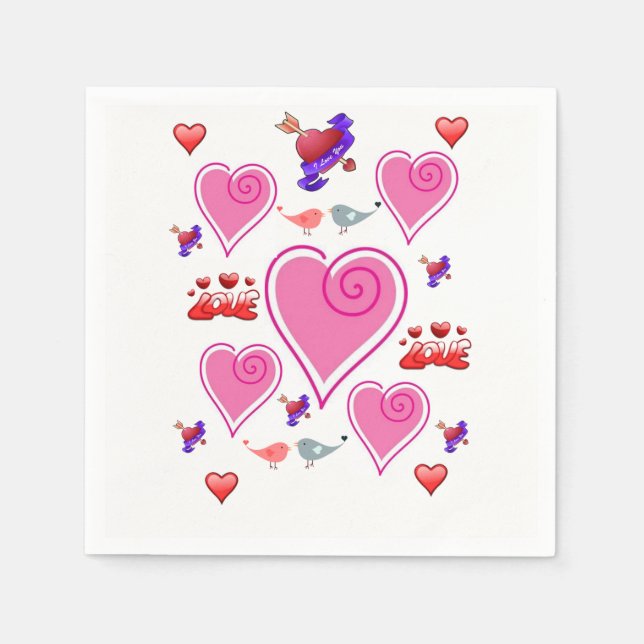 Serviette En Papier Papier de Saint Valentin serviettes (Devant)