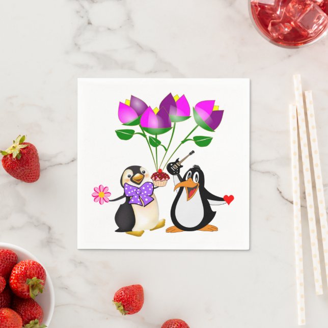 Serviette En Papier Papier de Saint Valentin serviettes, Coeurs de pin (En situation)