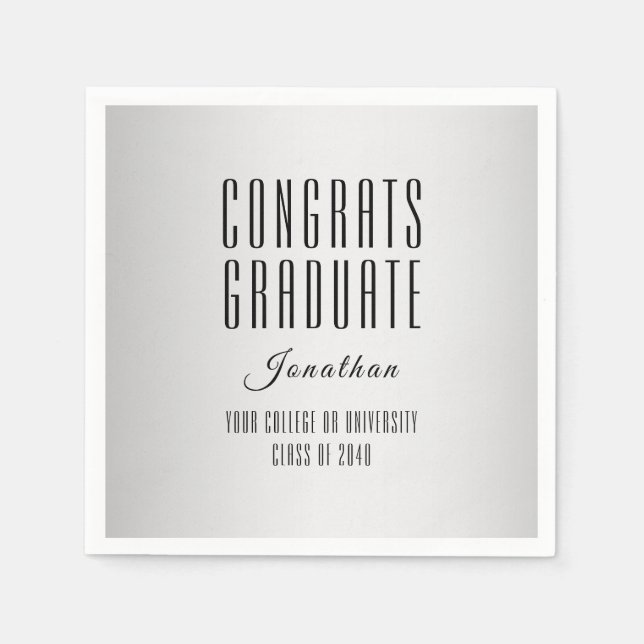 Serviette En Papier Papier de typographie moderne "Félicats Diplômés" (Devant)