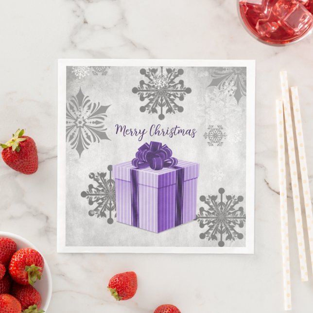 Serviette En Papier Papier de vacances de Noël violet Napkin (En situation)