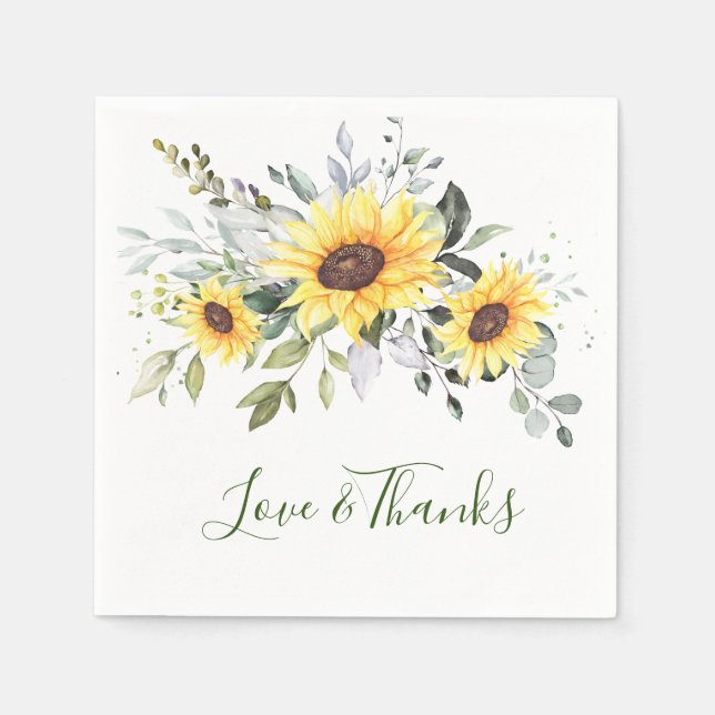 Serviette En Papier Papier de verdure d'eucalyptus de tournesols éléga (Devant)