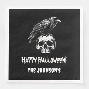 Serviette En Papier Papier d'Halloween corbeau éffrayant