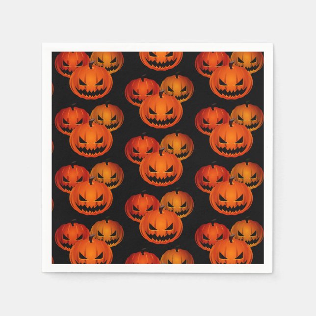 Serviette En Papier Papier d'Halloween serviettes-Citrouilles effrayan (Devant)