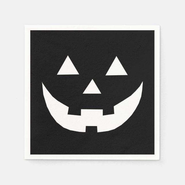 Serviette En Papier Papier d'horreur Jack-o'-lantern noir blanc (Devant)