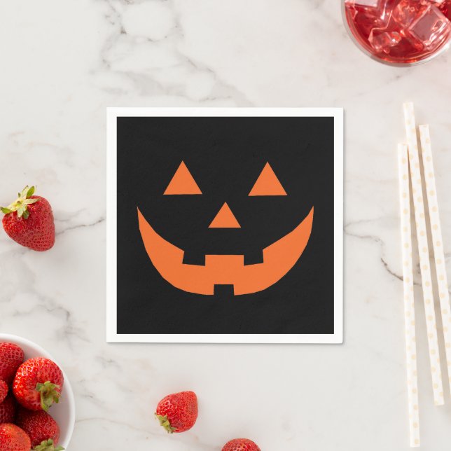 Serviette En Papier Papier d'horreur Jack-o'-lantern noir d'Halloween (En situation)