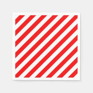 Serviette En Papier Papier diagonale rouge et blanc de grande taille