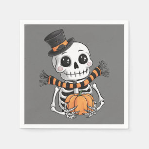 Serviette En Papier Papier d'illustration de squelette mignon Napkin