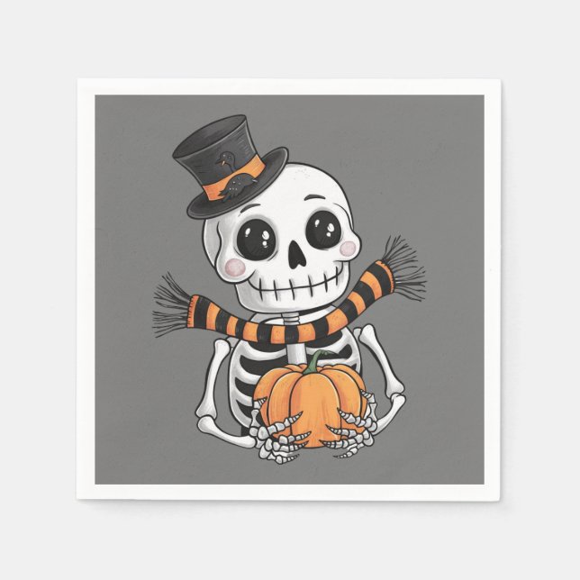 Serviette En Papier Papier d'illustration de squelette mignon Napkin (Devant)