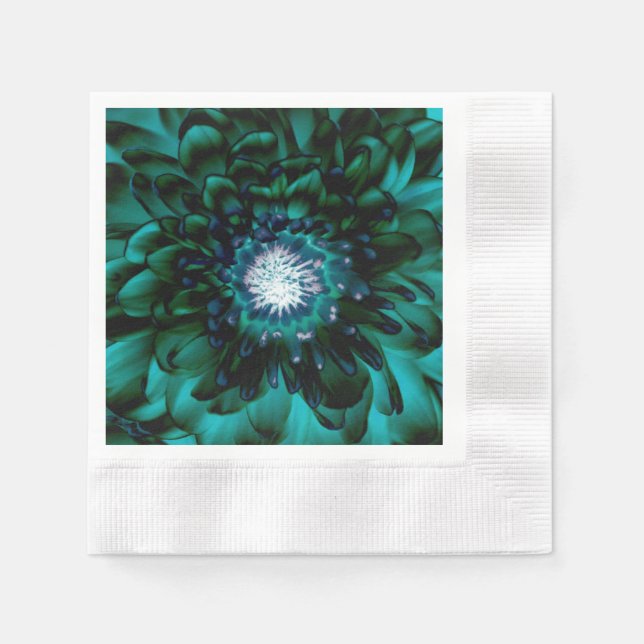 Serviette En Papier Papier d'impression floral Emerald profond Napkin (Devant)