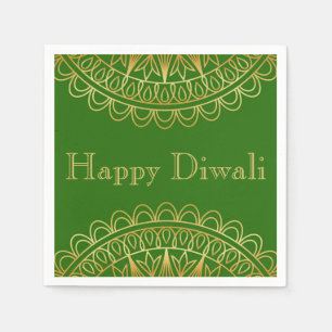 Serviette En Papier Papier Diwali Napkin en Fuschia & Gold Mandala