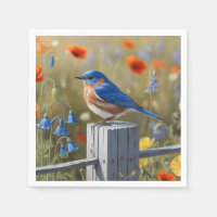 Papier d'oiseau bleu serviette