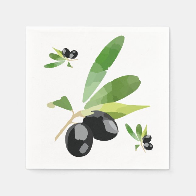Serviette En Papier Papier d'olives noires méditerranéennes (Devant)