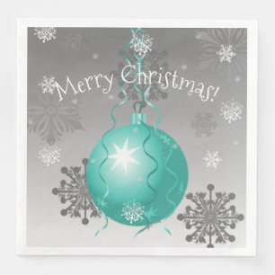 Serviette En Papier Papier d'ornement de Noël turquoise