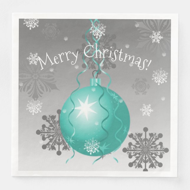 Serviette En Papier Papier d'ornement de Noël turquoise (Devant)
