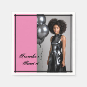Serviette En Papier papier doux 16 parties napkin rose noir
