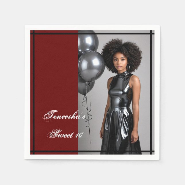 Serviette En Papier papier doux 16 parties serviette rouge noir (Devant)