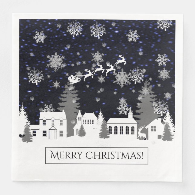 Serviette En Papier Papier du village de Noël Napkin (Devant)