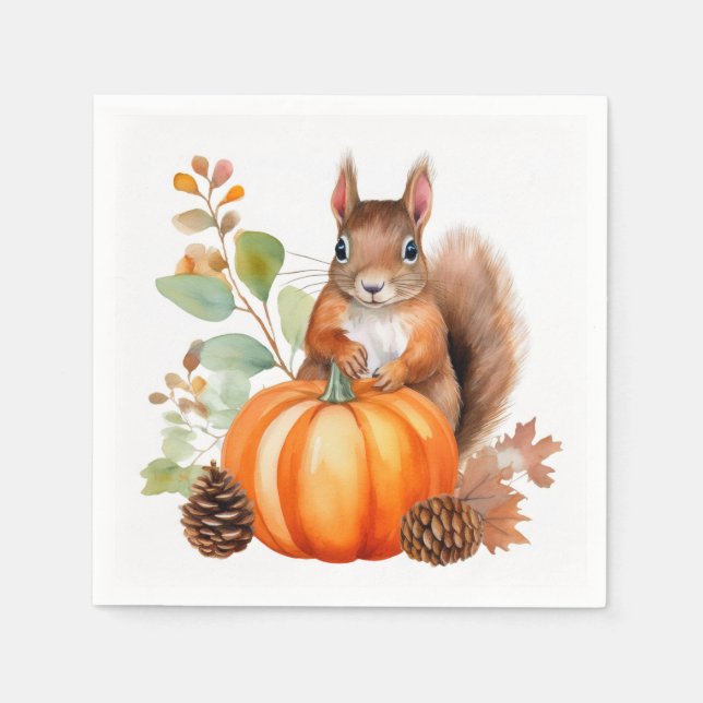 Serviette En Papier Papier écureuil d'automne (Devant)
