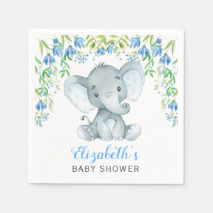 Serviette En Papier Papier éléphant garçon Napkin Baby shower floral b
