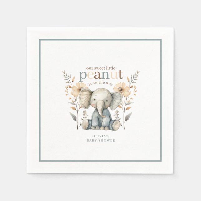 Serviette En Papier Papier éléphant petit arachide bleu bébé (Devant)