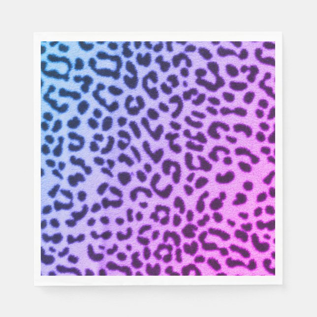 Serviette En Papier Papier Empreinte de léopard Napkin bleu/violet (Devant)
