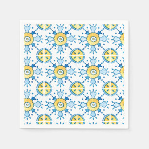 Serviette En Papier Papier en carreaux bleu et jaune