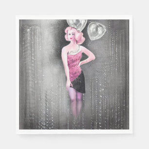 Serviette En Papier Papier et ballons Vintage Art déco surréaliste