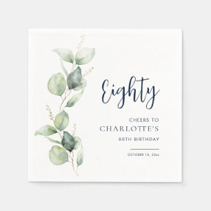 Serviette En Papier Papier Eucalyptus pour 80e Anniversaire
