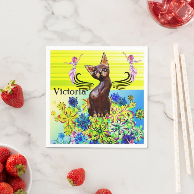 Serviette En Papier Papier, Fairy Kitten Floral (En situation)