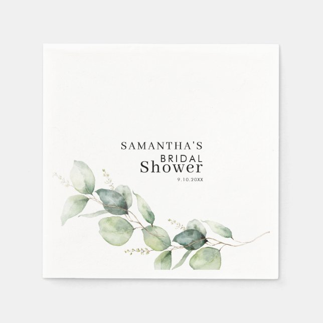 Serviette En Papier Papier Fête de Fiançailles Feuillage d'Eucalyptus (Devant)