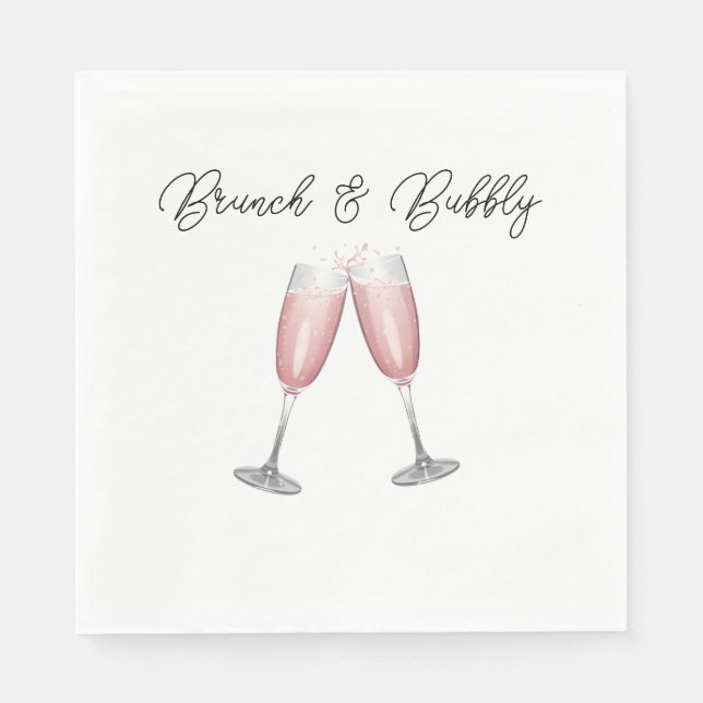 Serviette En Papier Papier Fête des mariées Champagne Rose (Devant)
