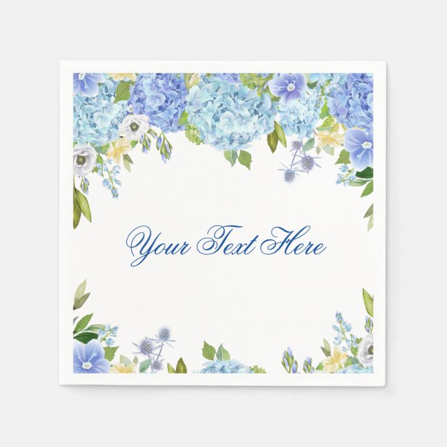 Serviette En Papier Papier FÊTE Floral Hydrangea Bleu Clair (Devant)